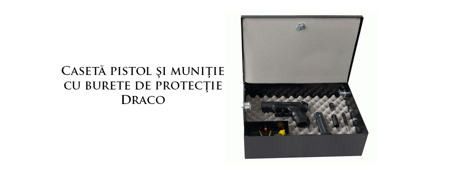 Casetă pistol şi muniţie cu burete de protecţie