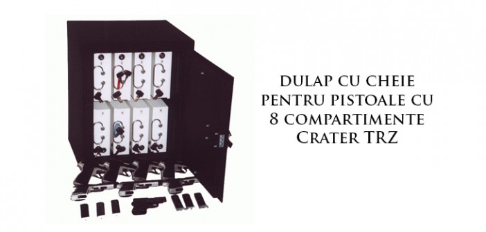 Dulap cu cheie pentru pistoale cu 8 compartimente metalice